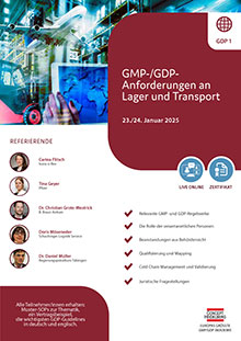 GMP-/GDP-Anforderungen an Lager und Transport (GDP 1) - Live Online Seminar