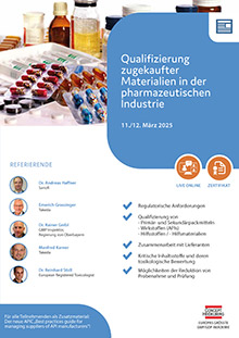 Qualifizierung zugekaufter Materialien in der pharmazeutischen Industrie - Live Online Seminar